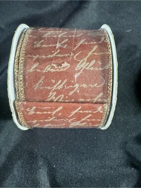 Decorative Script Ribbon Roll -  Brown  with Gold Trim 10 yds